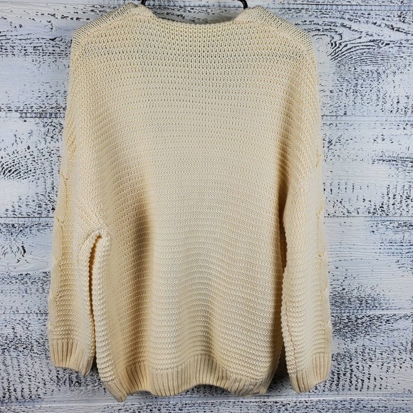 Pinstory Cream Knit Open Front Cardigan Sweater Size Small - Picture 5 of 6